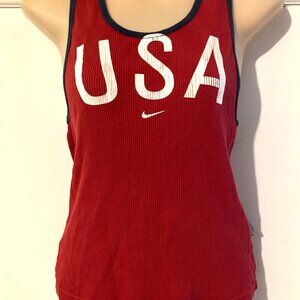 Vintage NIKE Women's USA Patriotic Red, White & Blue Tank Top ~ Sz M